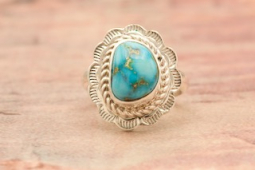 Genuine Sonoran Turquoise Sterling Silver Native American  Ring